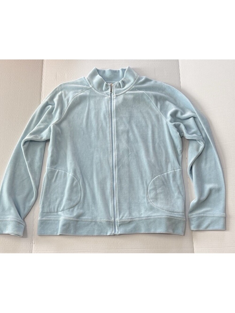 Talbots Light Blue Zip Track Jacket XL Women Casual Short Lightweight Pockets